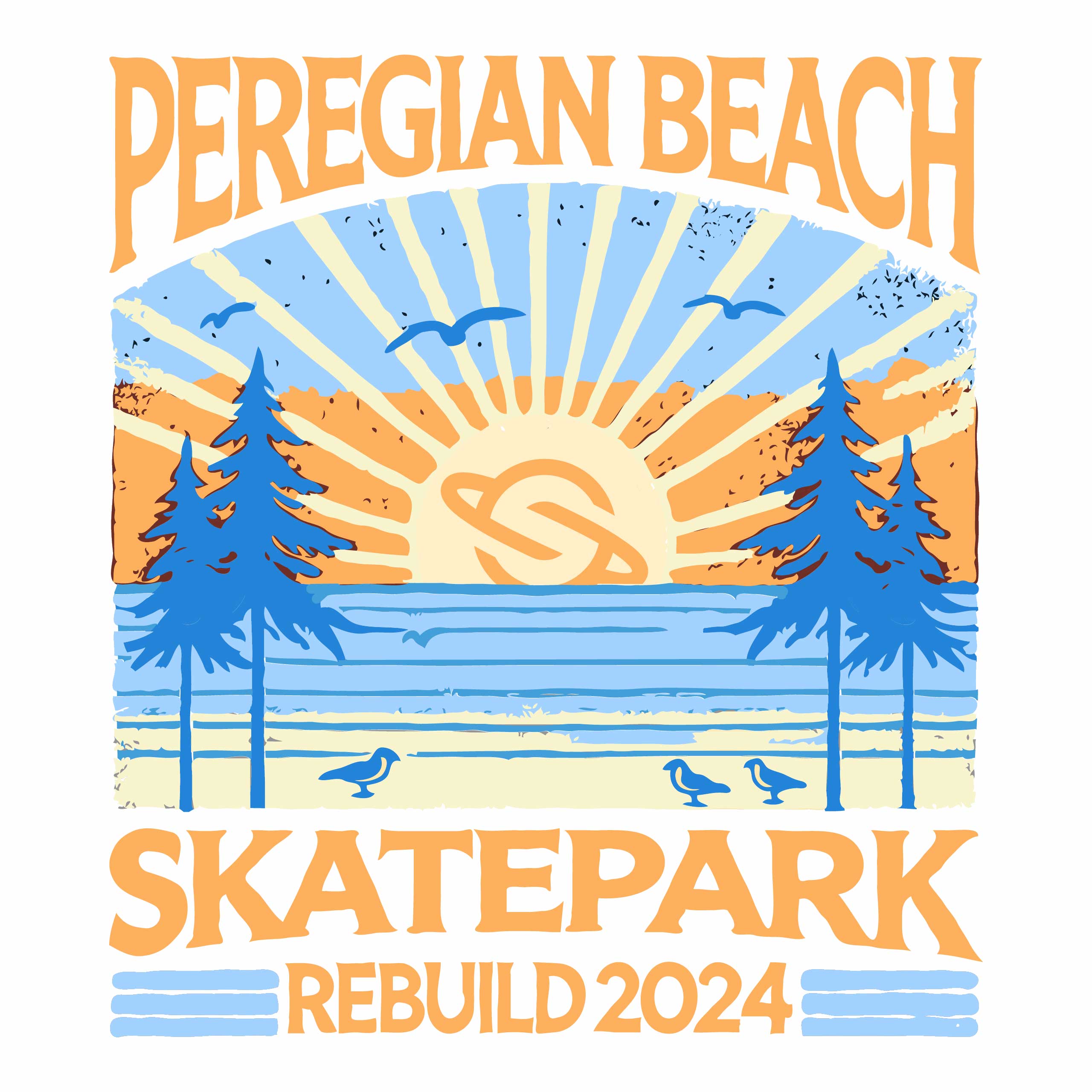 Peregian Skatepark 2024 Tee - White/Orange