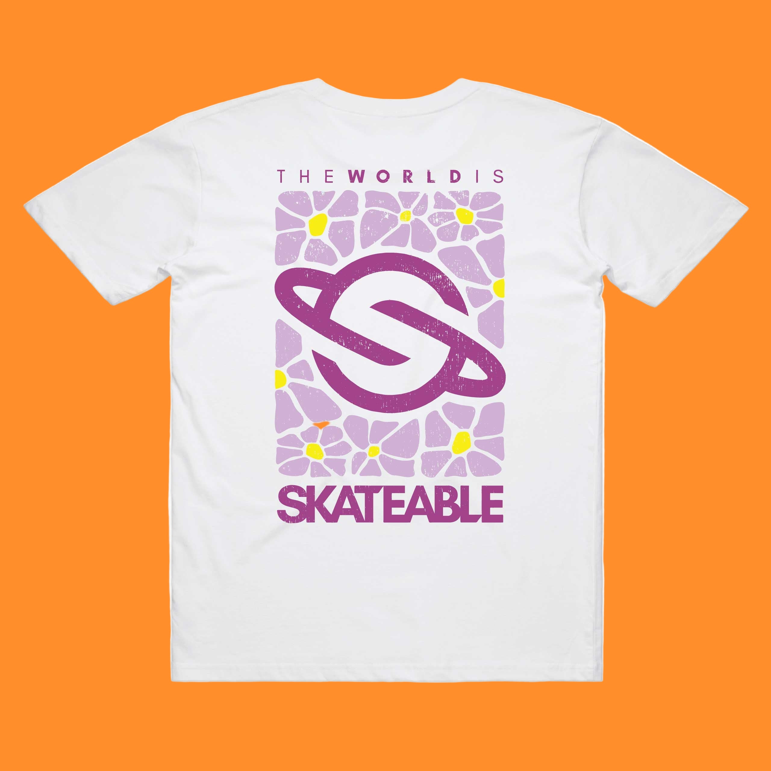 Floral Logo Purple  Slate Tee White