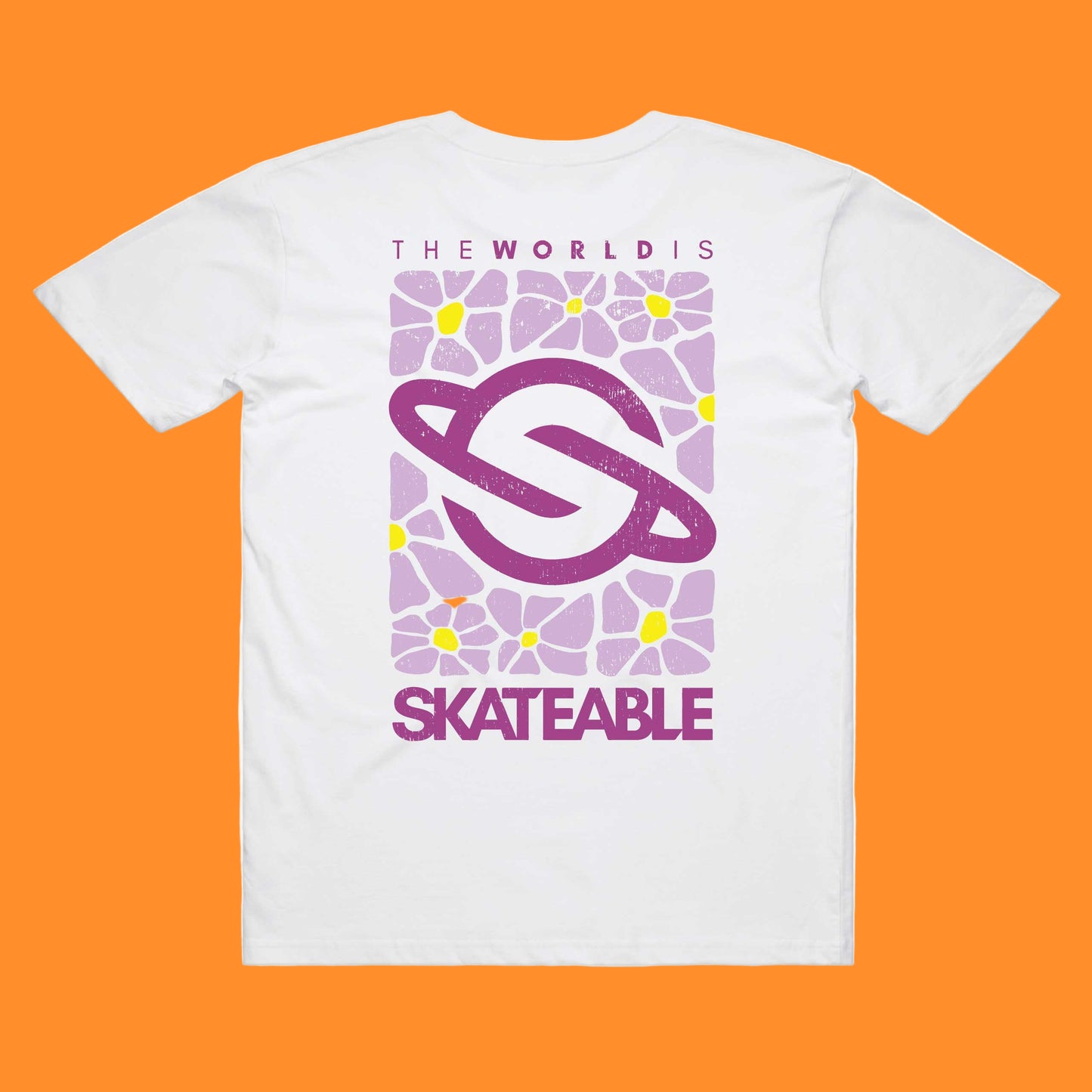 Floral Logo Purple  Slate Tee White