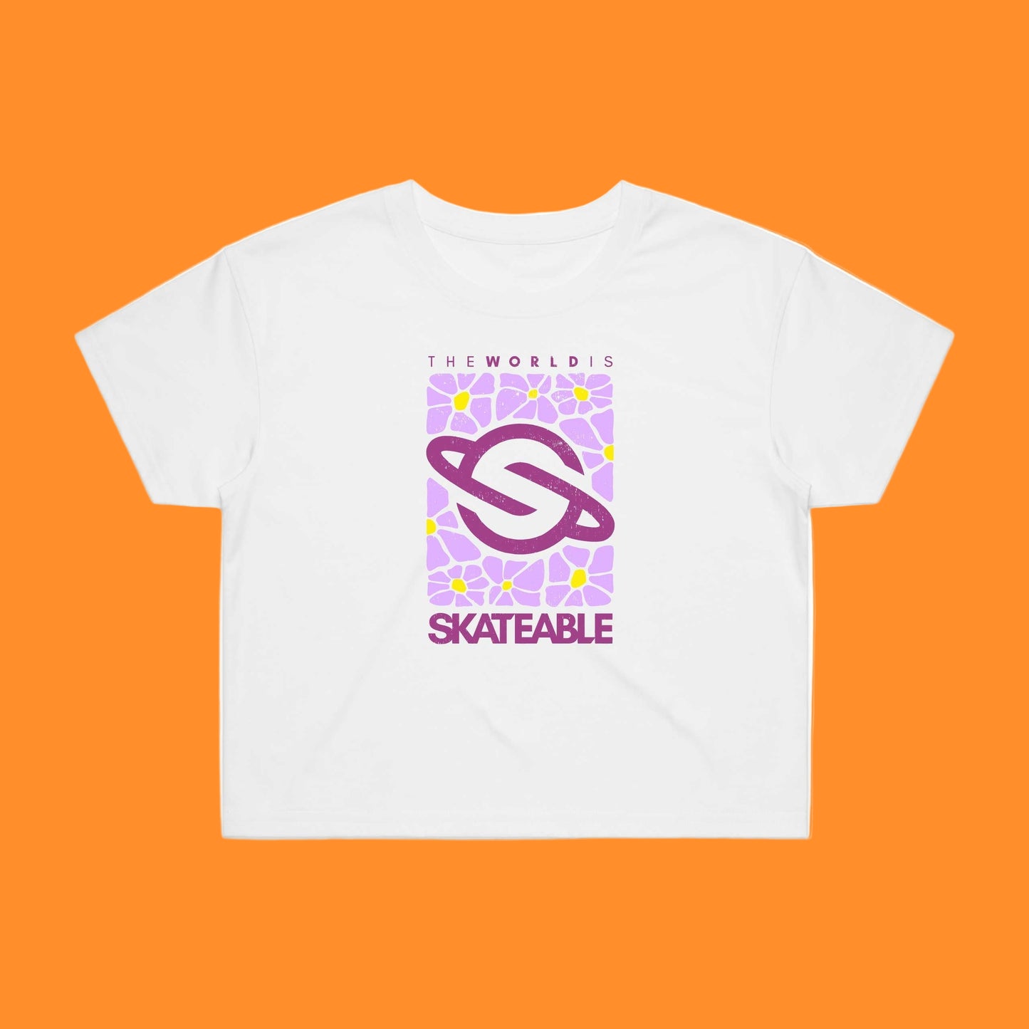 Floral Crop Top White Purple