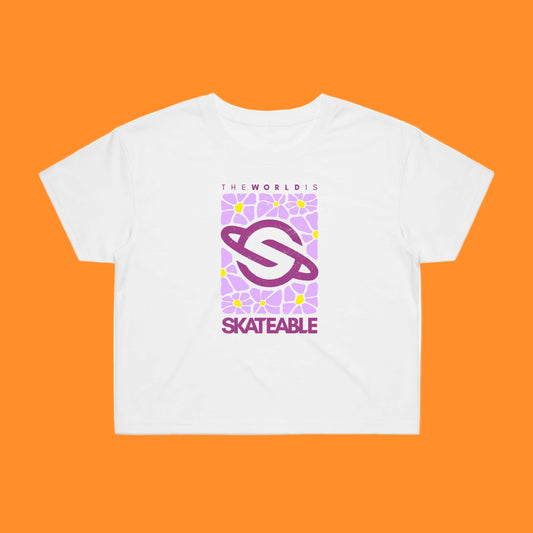 Floral Crop Top White Purple