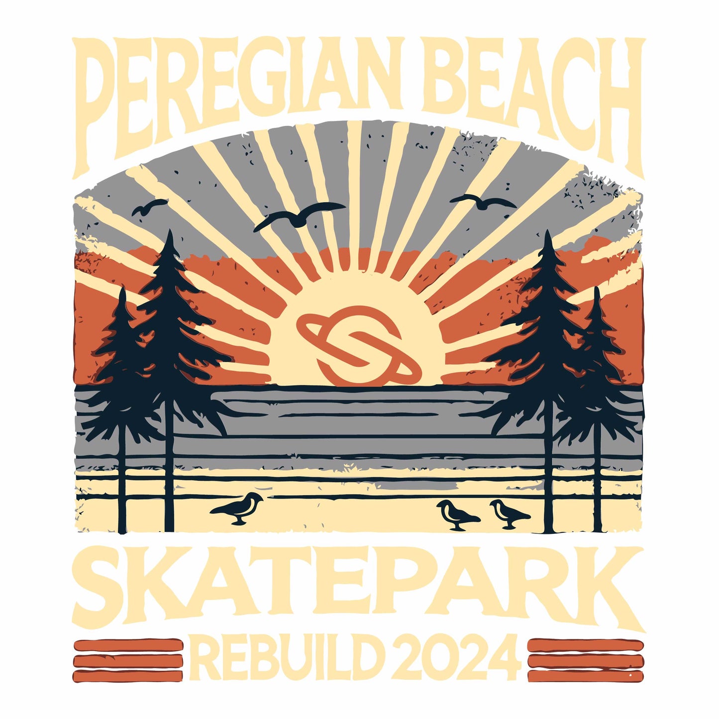 Peregian Skatepark 2024 Tee - Black/Sundown