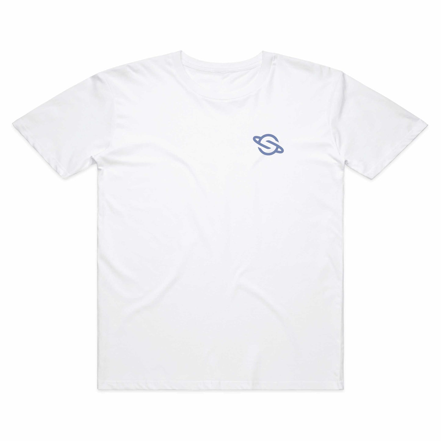 Floral Logo Blue Slate Tee White