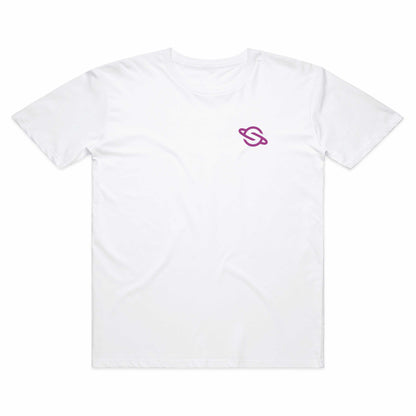 Floral Logo Purple  Slate Tee White