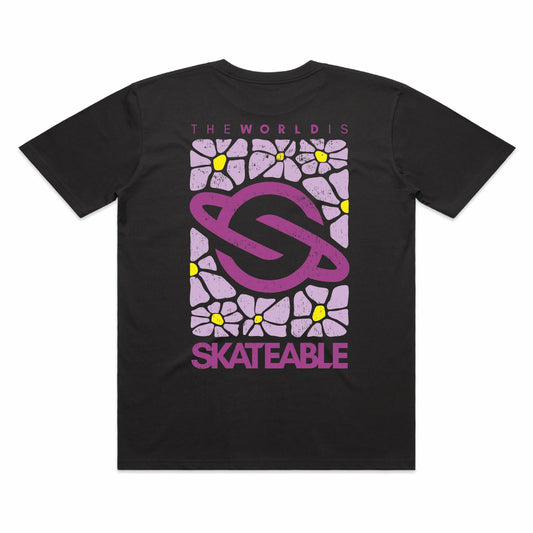 Floral Logo Purple Slate Tee Dark Grey