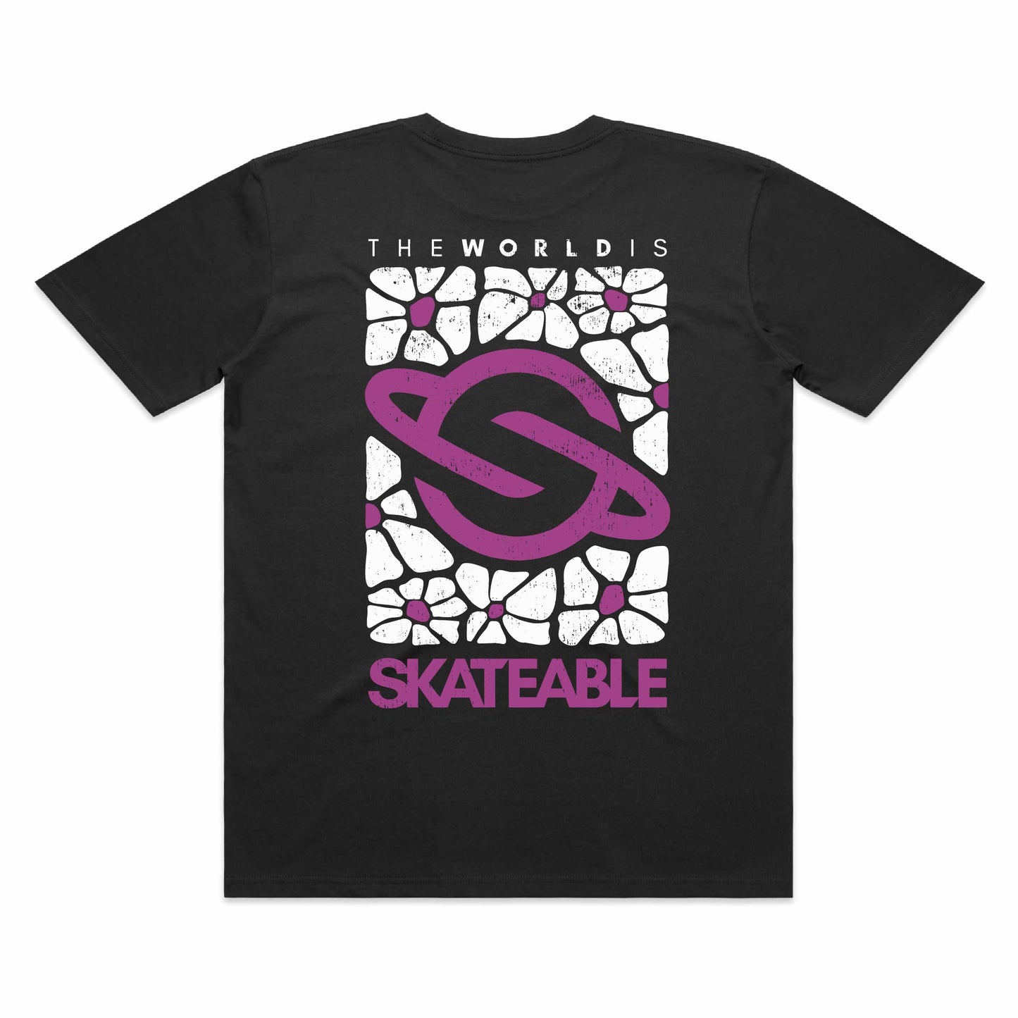 Floral Logo Purple White Tee Dark Grey