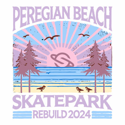 Peregian Skatepark 2024 Tee - white + mauve