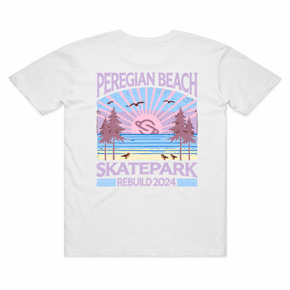 Peregian Skatepark 2024 Tee - white + mauve