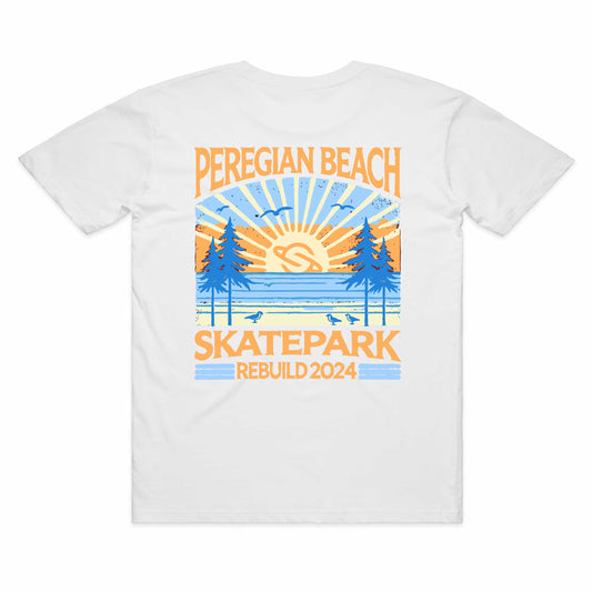 Peregian Skatepark 2024 Tee - white + orange