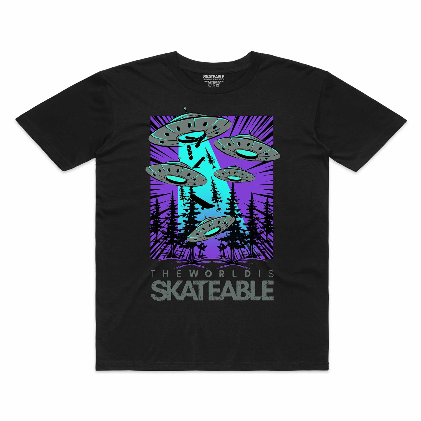 Deck Abduction Purple Tee Dark Grey