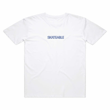 Floral Logo Blue Slate Tee White