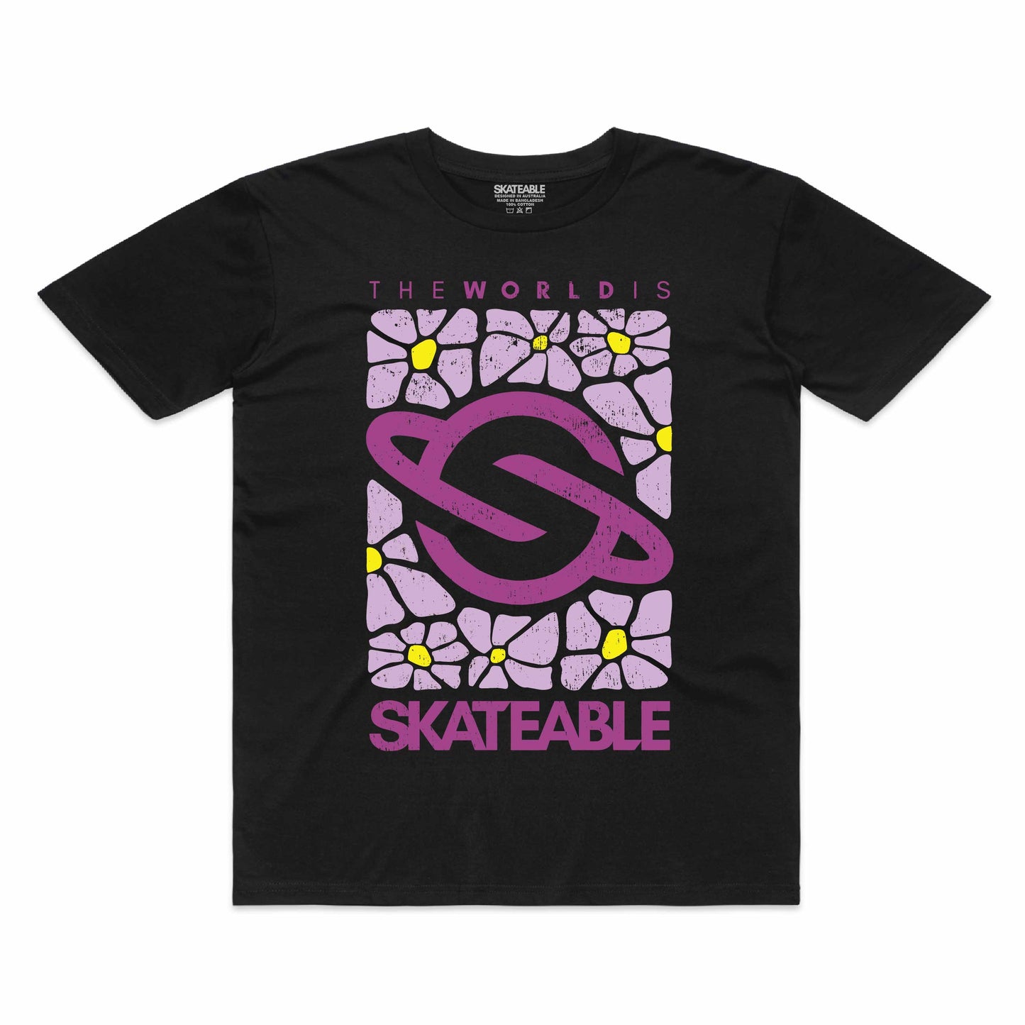 Floral Logo Purple Slate Tee Dark Grey