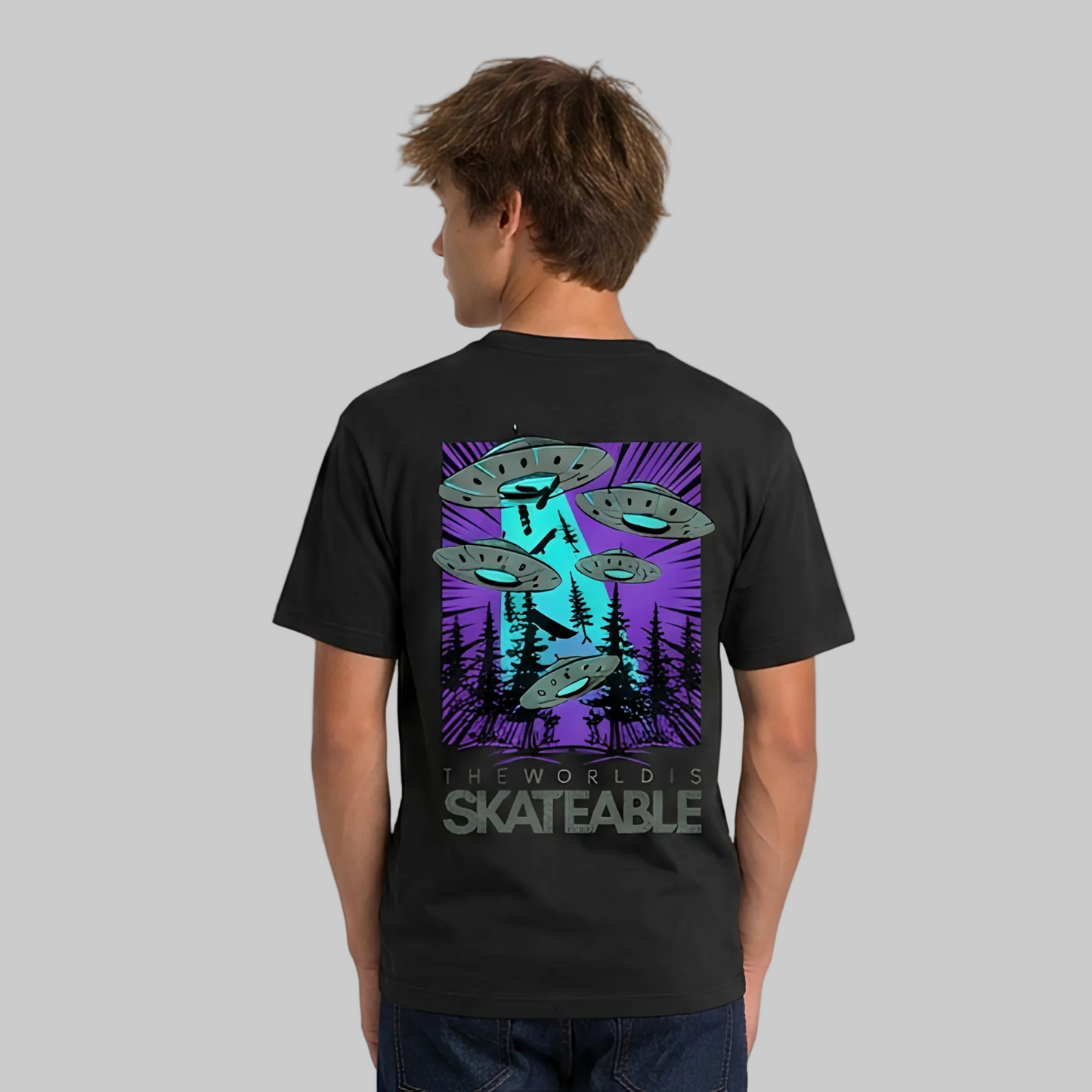 Deck Abduction Purple Tee Dark Grey