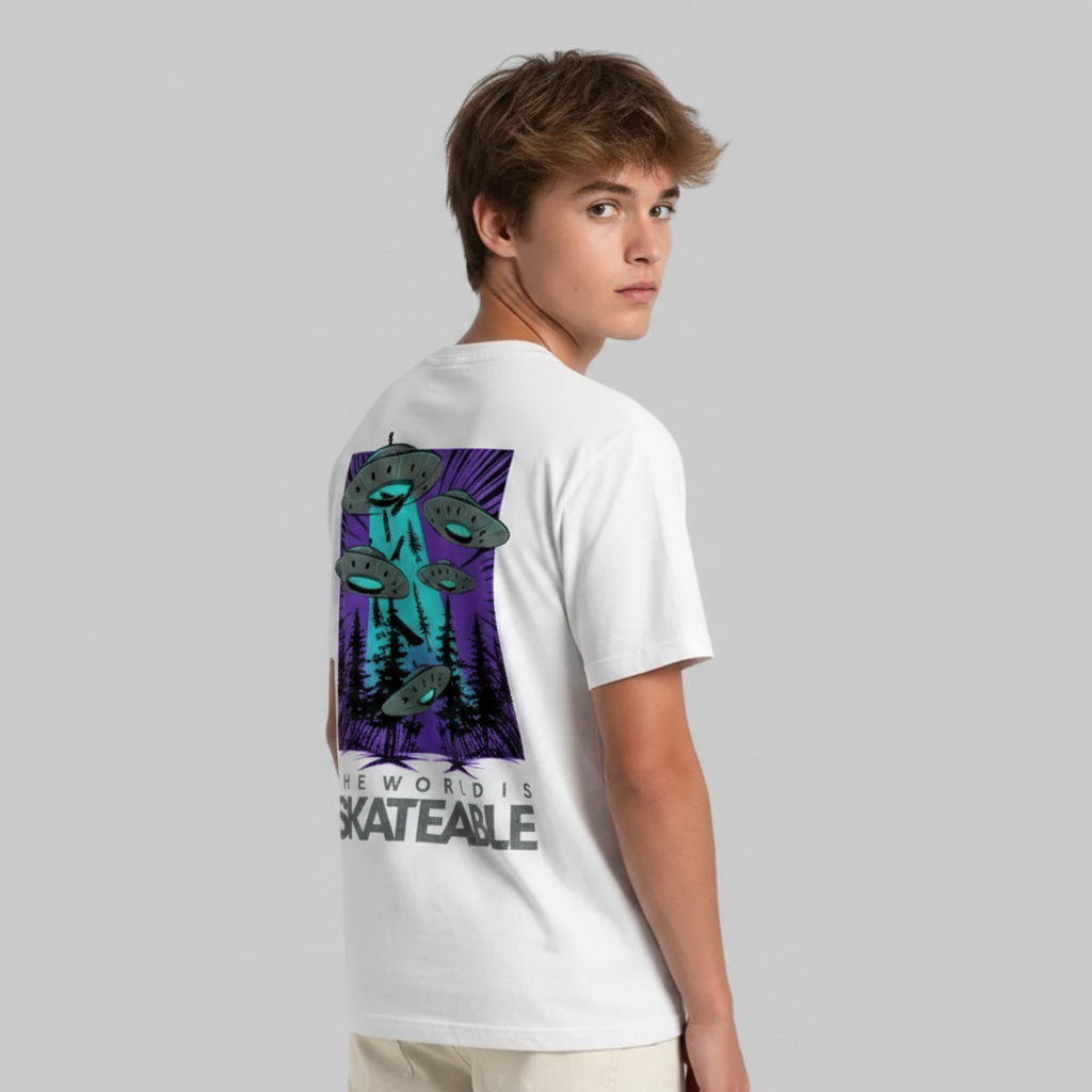 Deck Abduction Purple Tee White