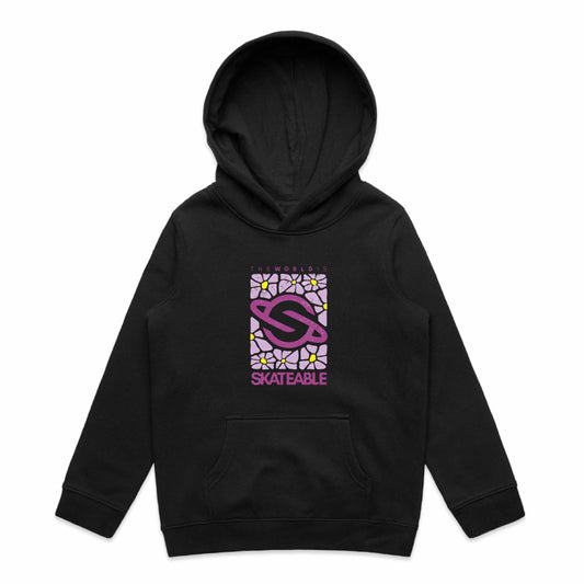 Kids Floral Logo Purple Hoodie