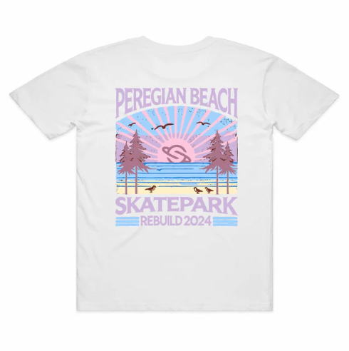Peregian Skatepark 2024 Tee - White/Mauve